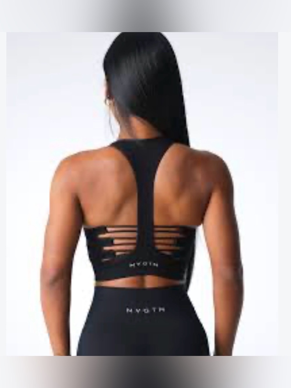 NVGTN Trilogy Sports Bra Black Strappy Cutout Racerback Size M